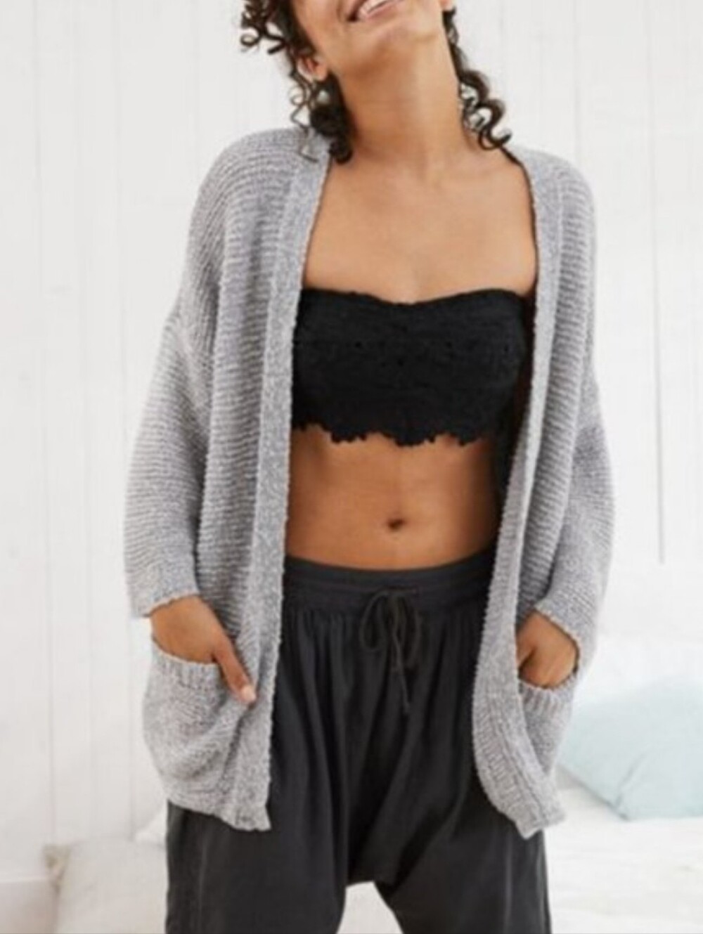 aerie Open-Front Chunky Knit Cardigan Oversized Layering Sz XS